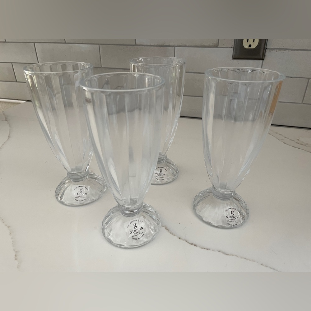 Gibson Glass Milk Shake Ice Cream Set of 4